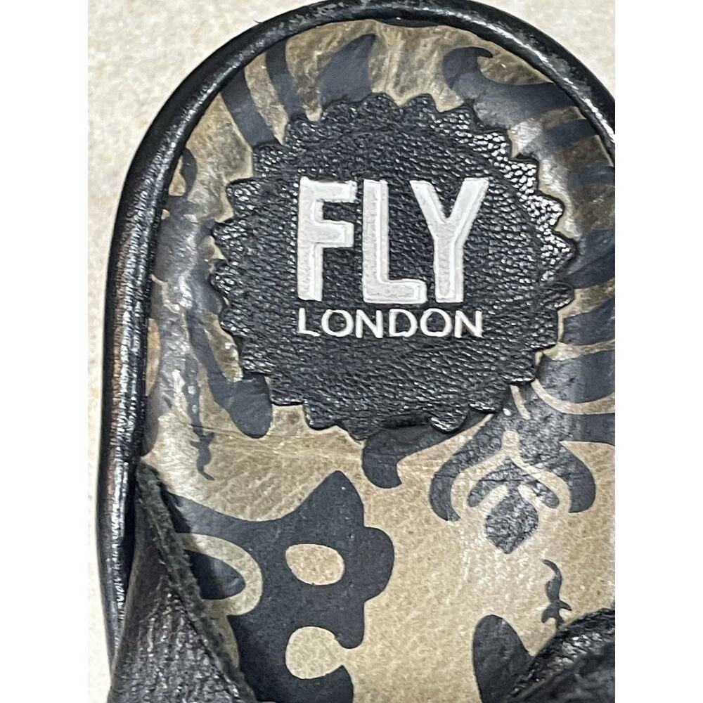 Fly London Peep Toe Sandals Shoes Adjustable Black Leather Women’s Size 42/US 11 - Picture 9 of 12